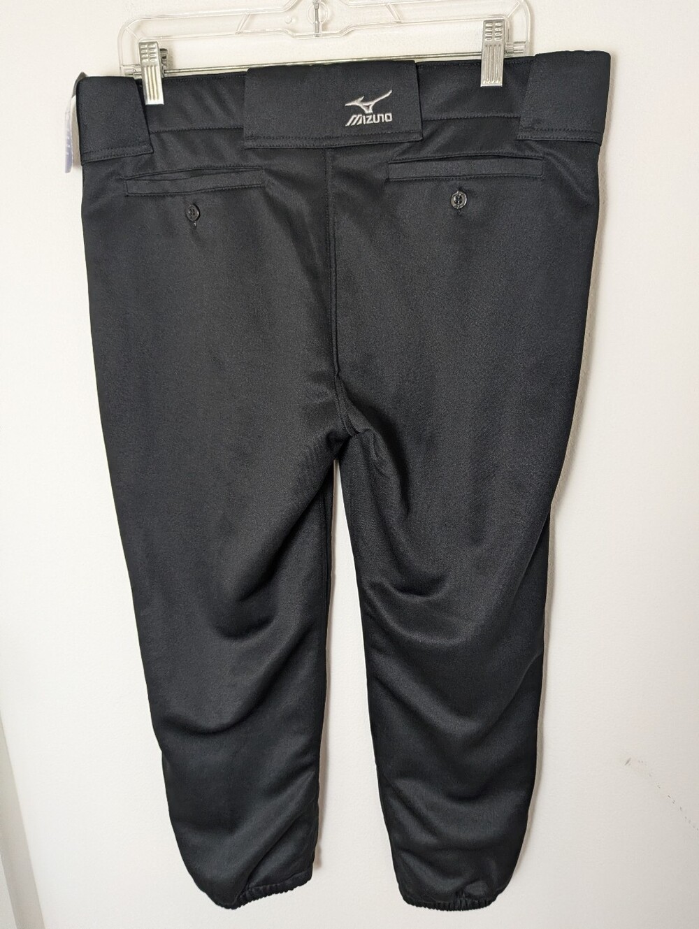 NEW Mizuno Softball Pants Womens Sz XL Black 2 Snap Closure Elastic Bottom